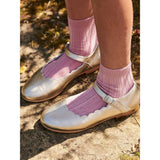 Gold Leather Girl Scallop Mary Jane Shoes
