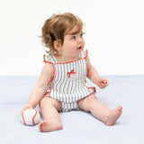 Baseball Stripe - Ric Rac Ruffle Sunsuit