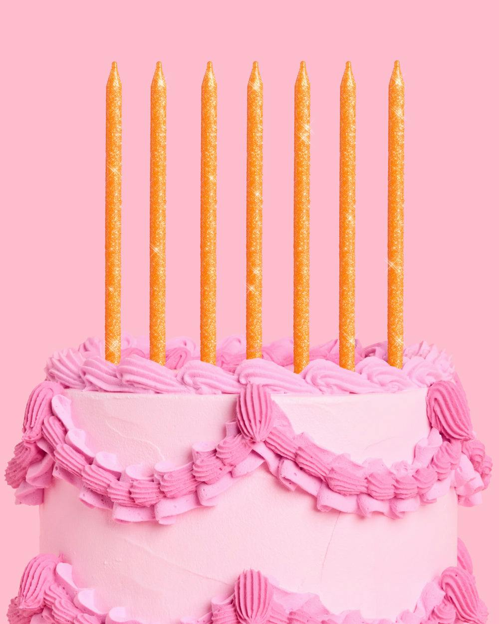 Orange Glitter Candles - 10 glitter candles