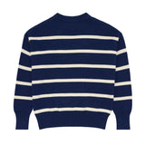Women's Navy And Cream Wide Stripe Knit Sweater