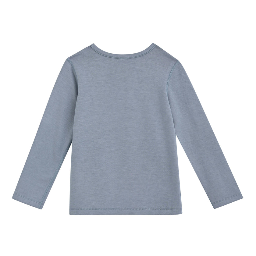 Blue Solid Wool-Blend Pajama Set