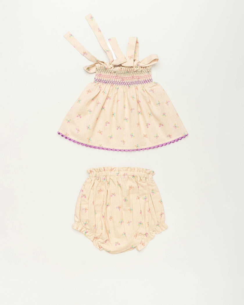 Didi Baby Smock Top & Bloomer Set - Butterflies print