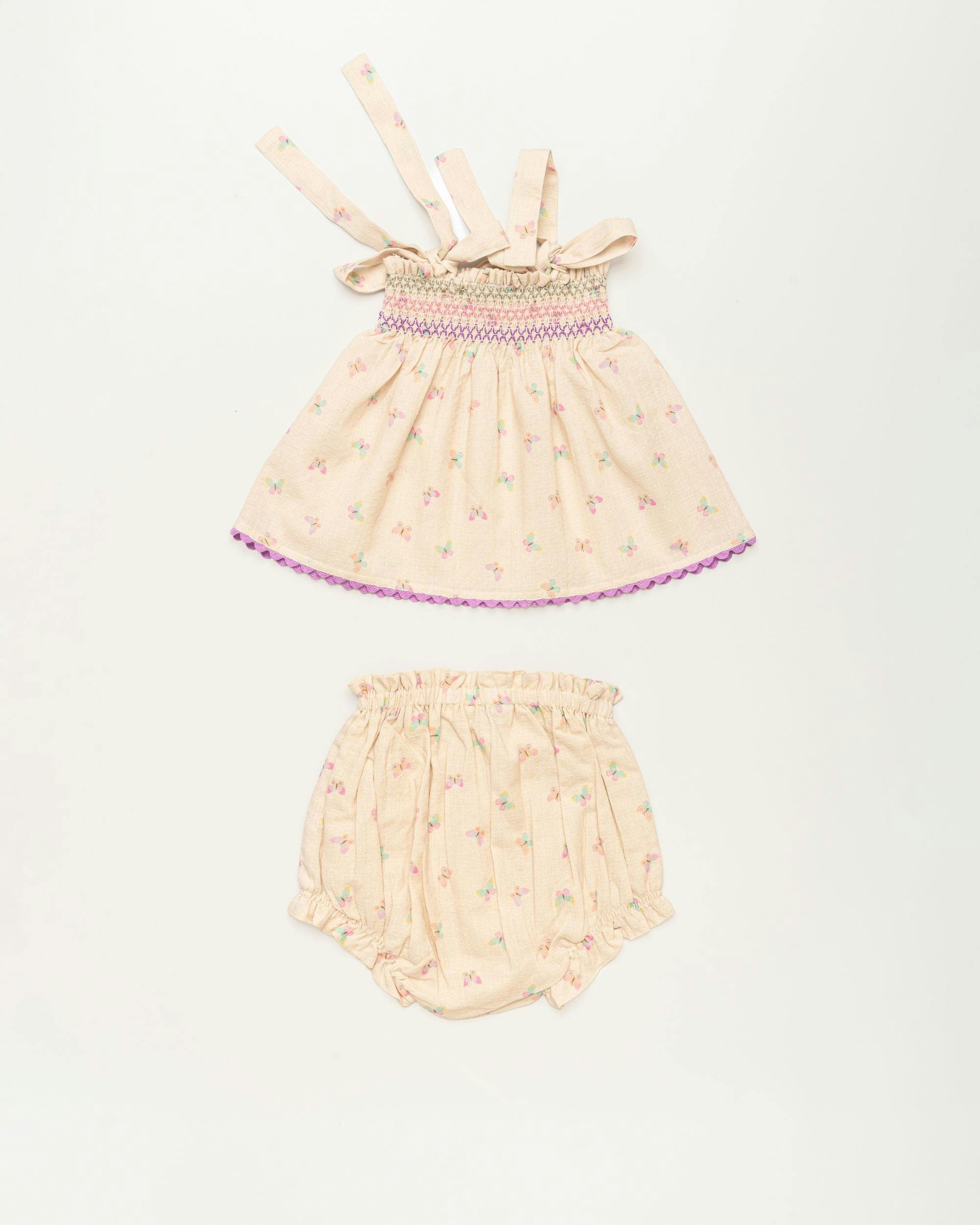 Didi Baby Smock Top & Bloomer Set - Butterflies print