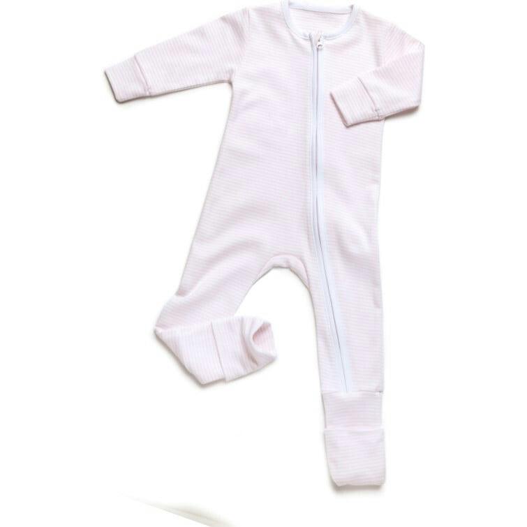 Convertible 2-Way Zip Striped Pima Footie Pajama
