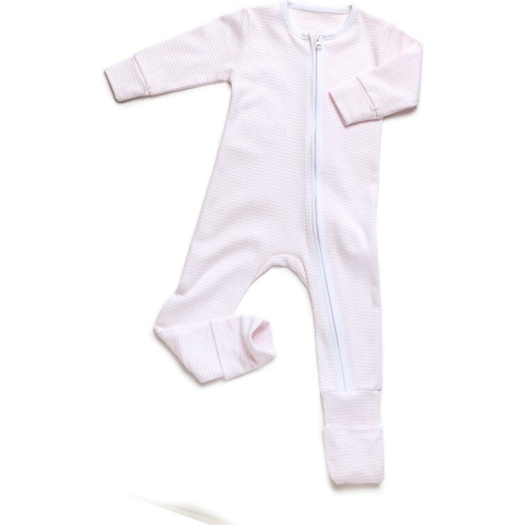 Convertible 2-Way Zip Striped Pima Footie Pajama