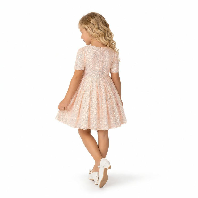 Shine Like a Star Peach Sequin Birthday Dress for Girls