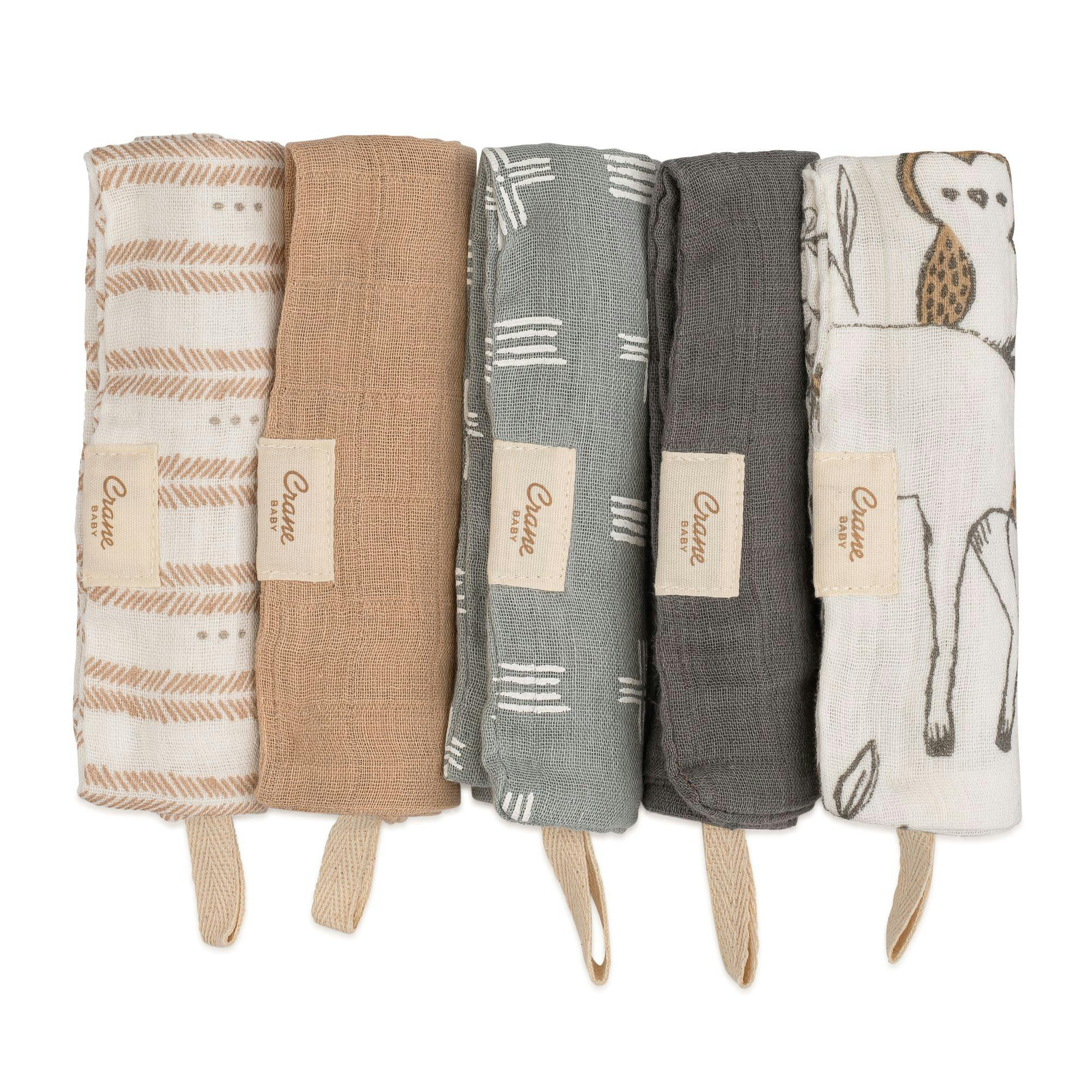 Ezra Woodland Animal Cotton Washcloth (Set of 5)
