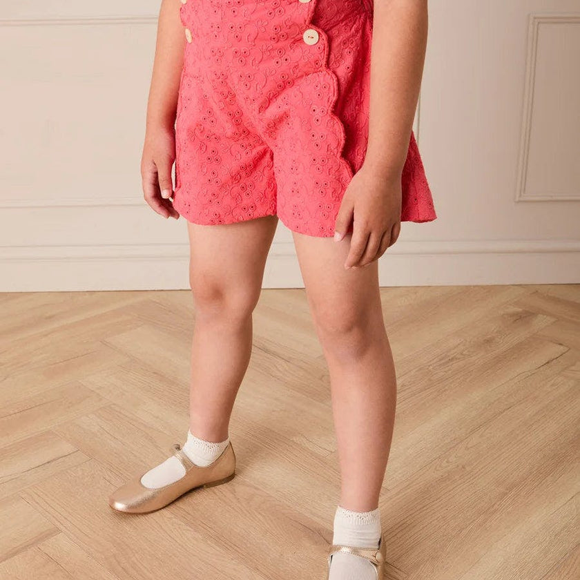 Broderie Anglaise High Waisted Shorts in Strawberry (4-12yrs)