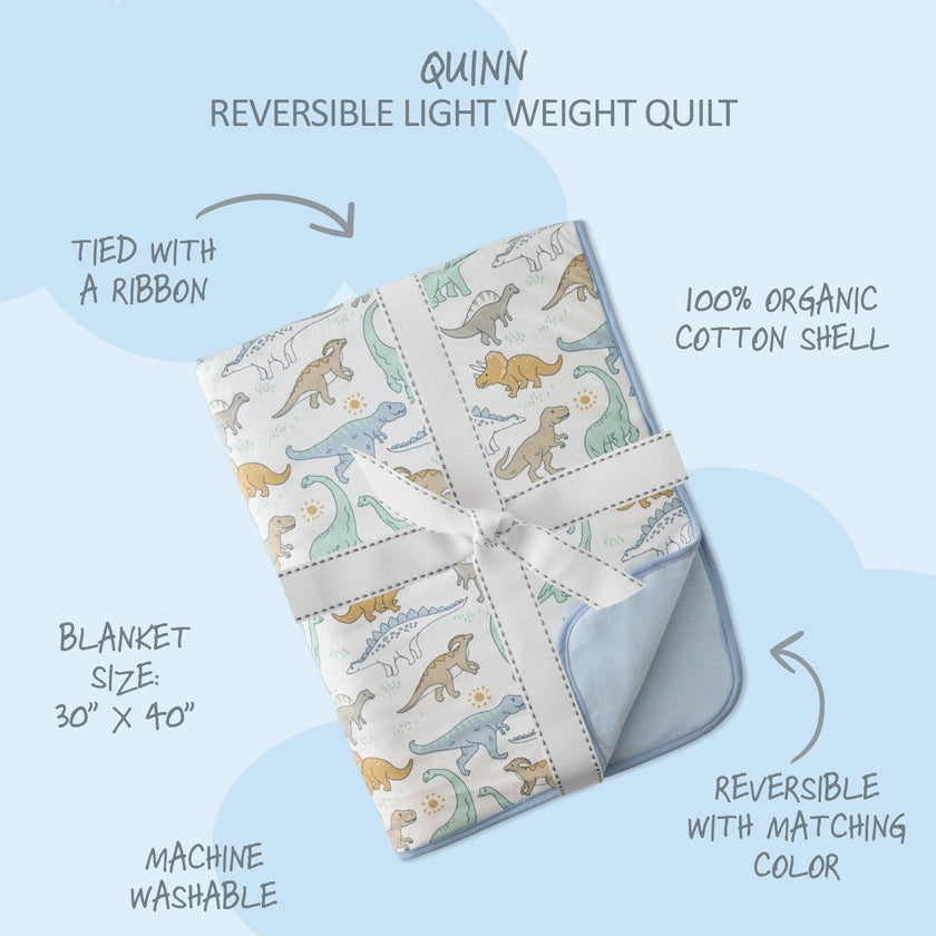 QUINN Reversible Light Weight Quilted Baby Blanket