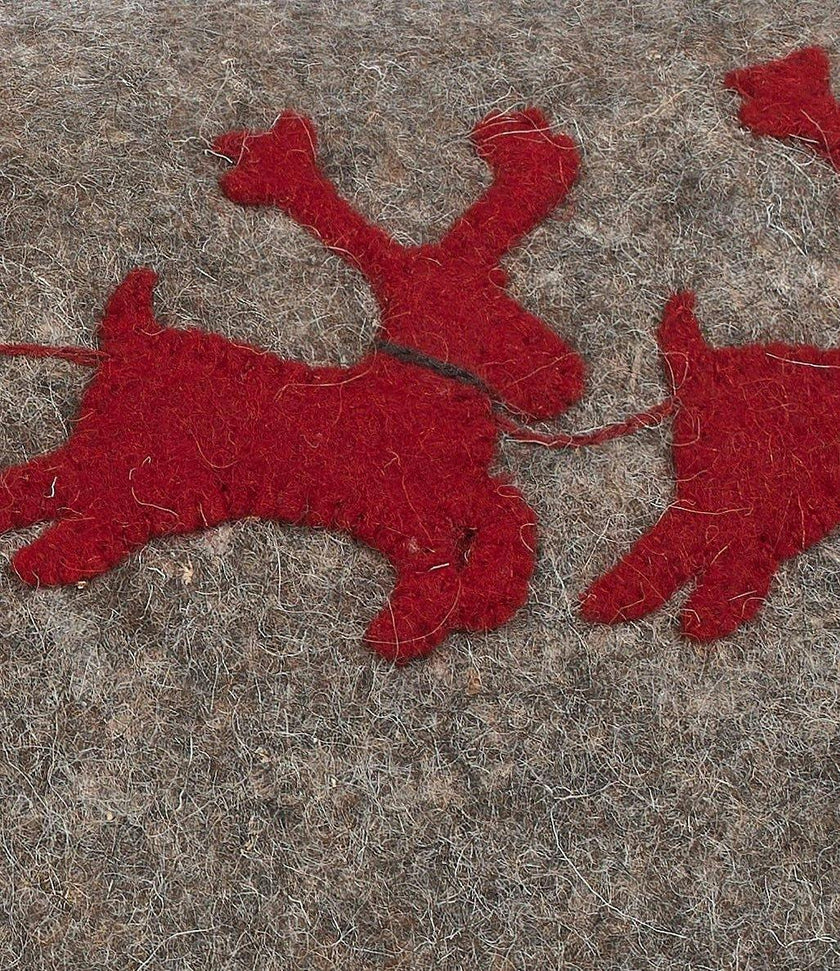 Hand Felted Wool Christmas Pillow Cover, Sleigh Villageâ 12"x24"