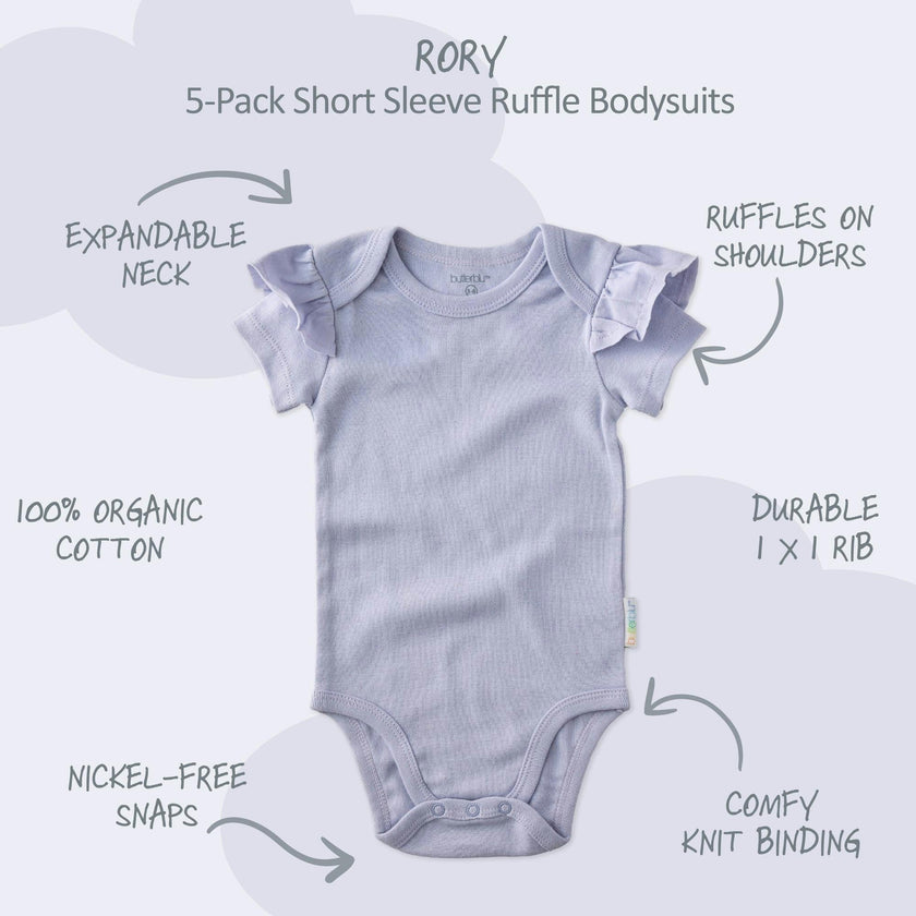 RORY 5-Pack Short Sleeve Ruffle Bodysuits