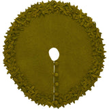 Hand Felted Wool Christmas Tree Skirt - Overlapping Flowers Border in Chartreuse Green - 64"
