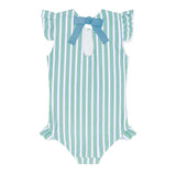 girls tamarin stripe ruffle cap sleeve one piece