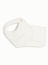 Bib & Burp Cloth Set - Embroidered Pink "L'Amour"