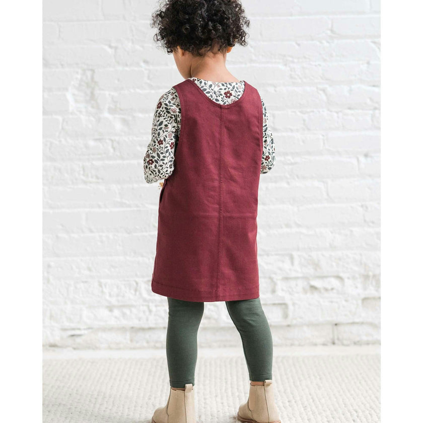 Alma Twill Jumper Dress - Olive