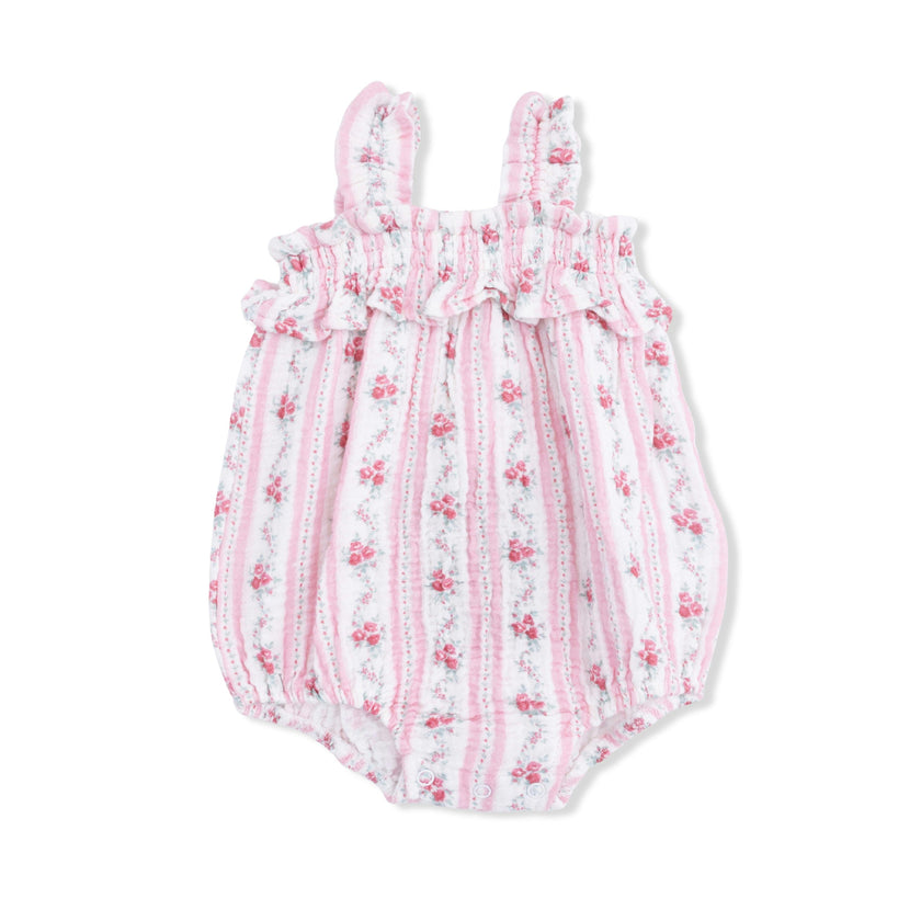Winding Roses Stripe - Ruffly Strap Bubble