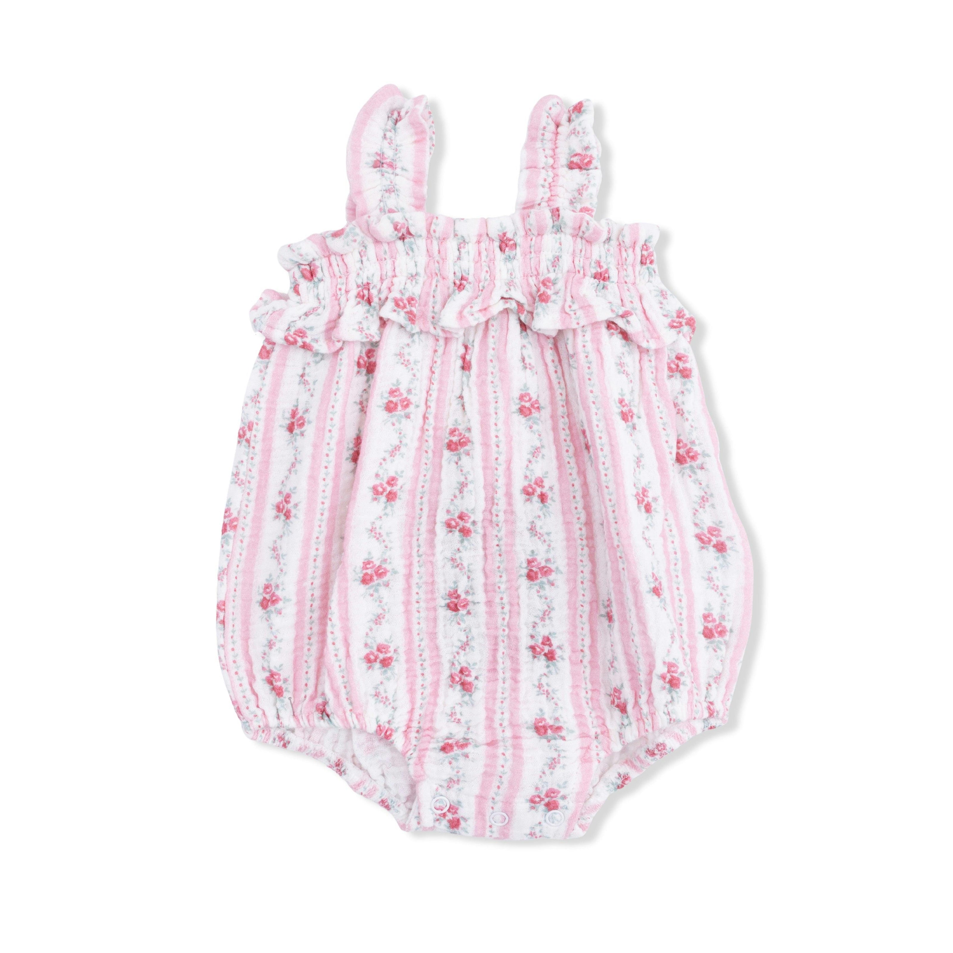 Winding Roses Stripe - Ruffly Strap Bubble