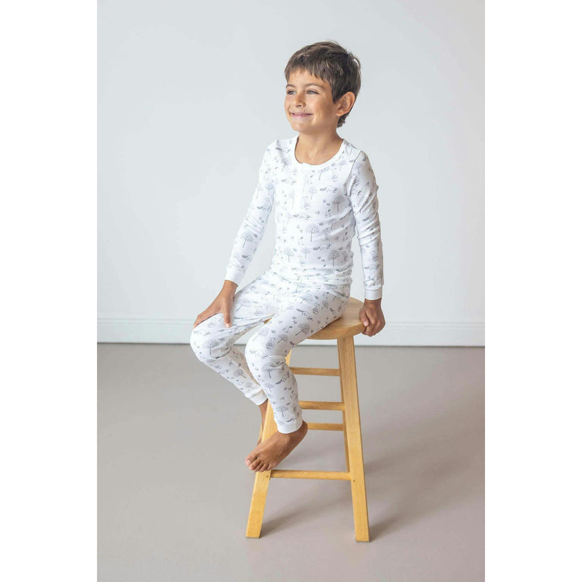 Gray Raccoon Pima Long Pajama Set