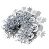 Packed Party Disco Ball Novelty Headband - Silver Tinsel Satin Headband with Multi-Size Disco Balls and Silver Glitter Stars, One Size Fits All
