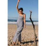 Women's Maternity Marais Plaid Smocked Bust Sleeveless Strap Jumpsuit, Plaid