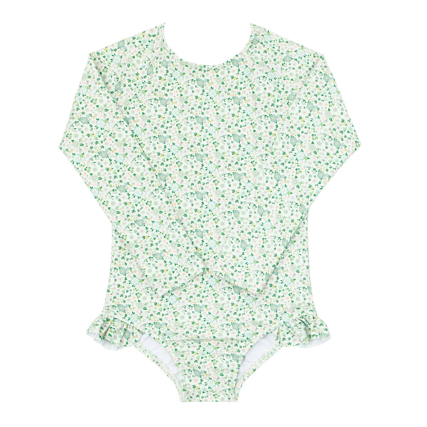 Girls Sea Marsh Floral Rashguard One Piece