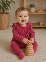 Velour Ruffle Long Sleeve Footie