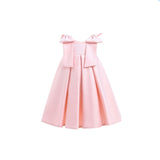Pink Palermo Satin Bow Pleated Dress
