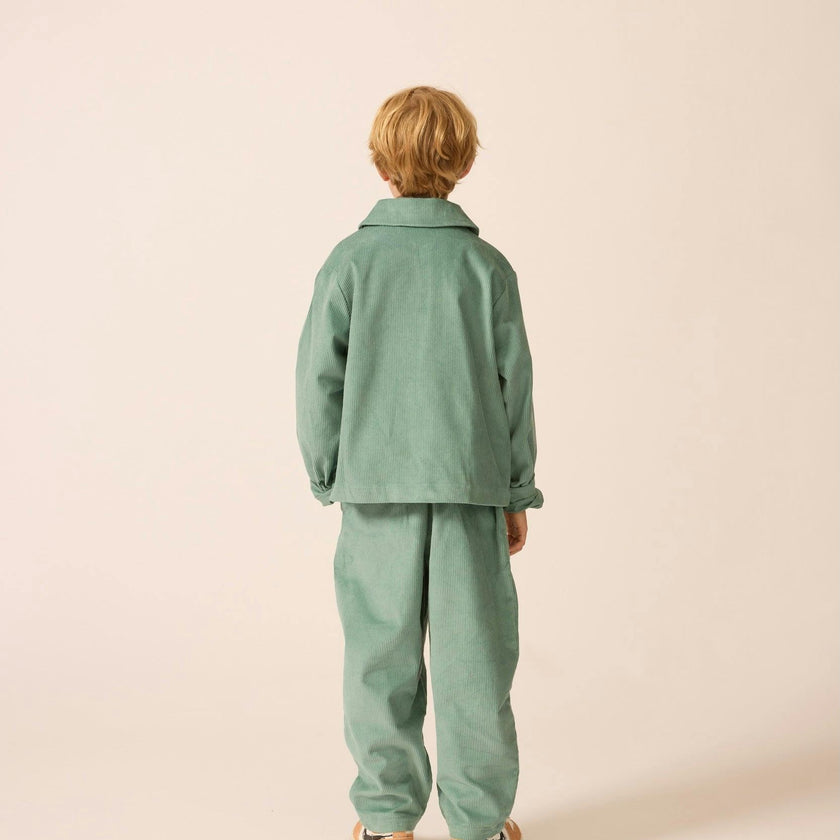 Corduroy Cropped Shacket in Teal Tambourine