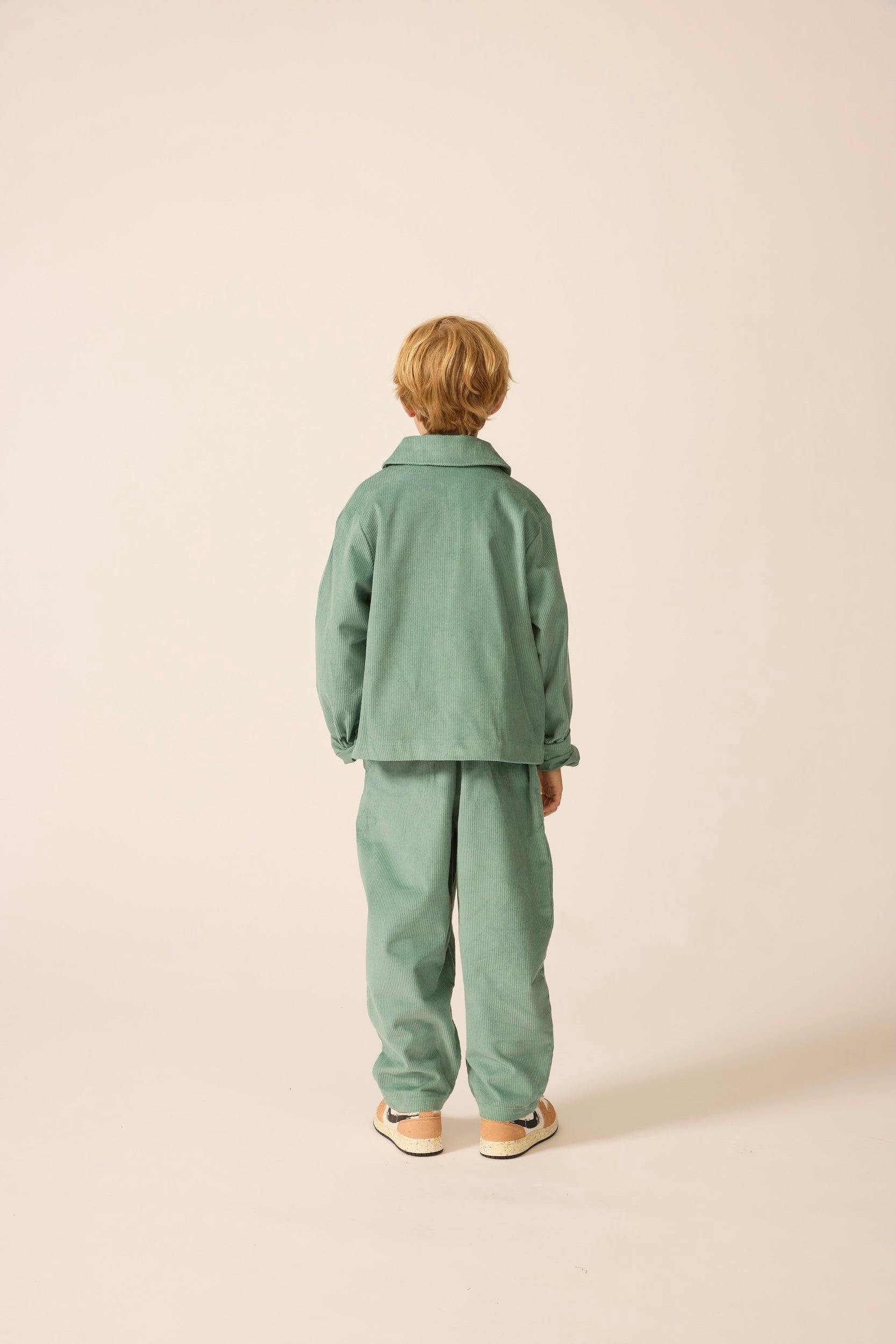 Corduroy Cropped Shacket in Teal Tambourine