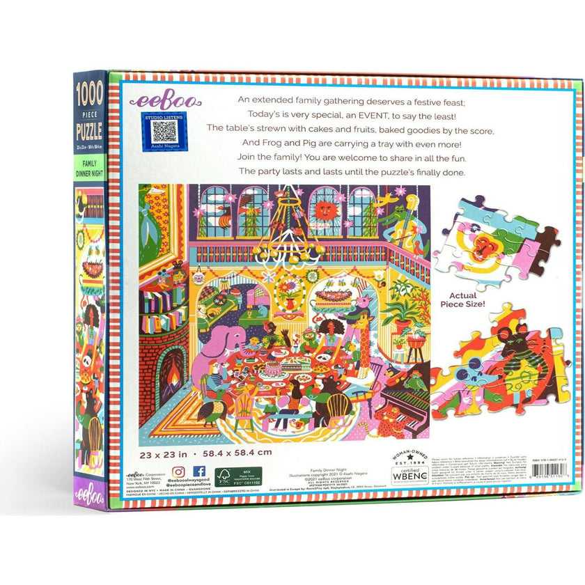 Piece and Love Family Dinner Night 1000 Piece Square Jigsaw Puzzle