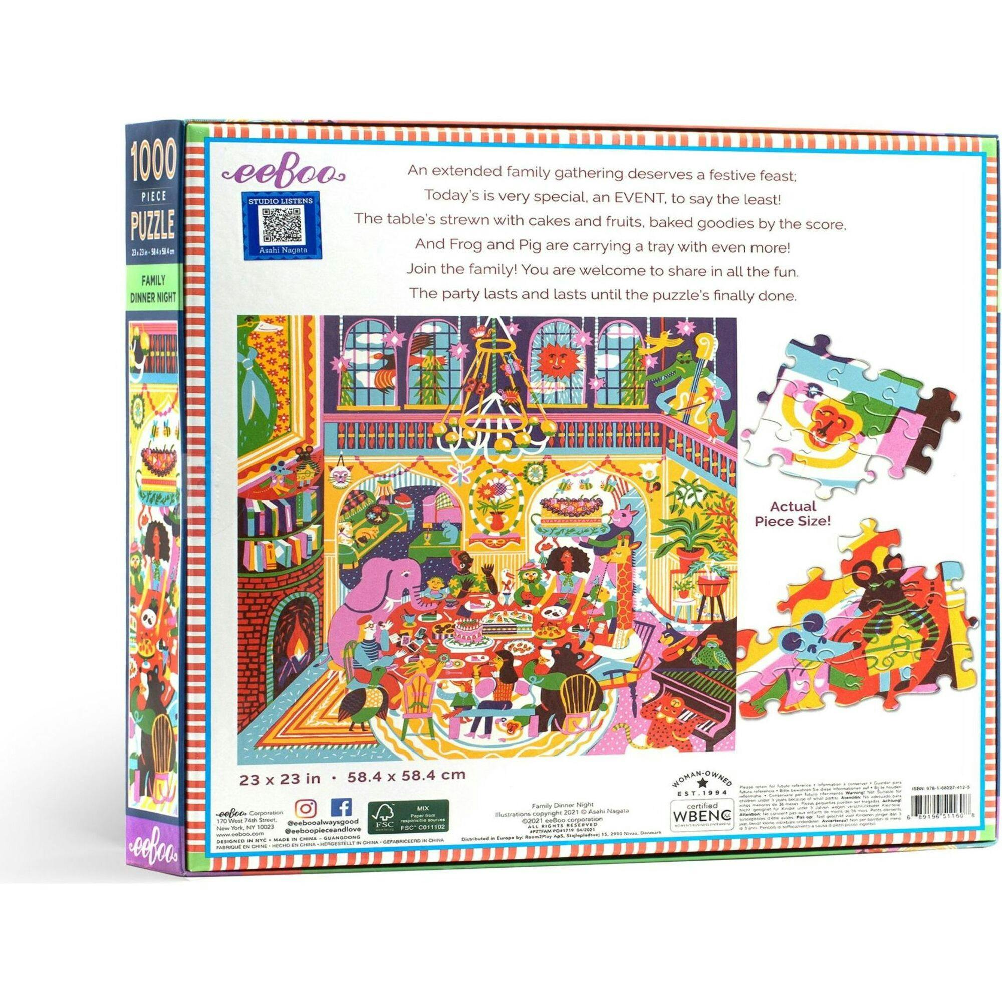 Piece and Love Family Dinner Night 1000 Piece Square Jigsaw Puzzle