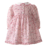 Baby Rosebud Scalloped Collar Long Elastic Sleeve Dress