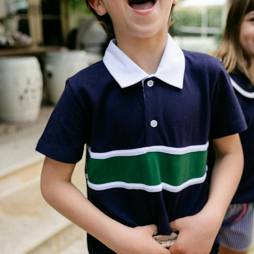 Archie Polo - Navy w/White & Green