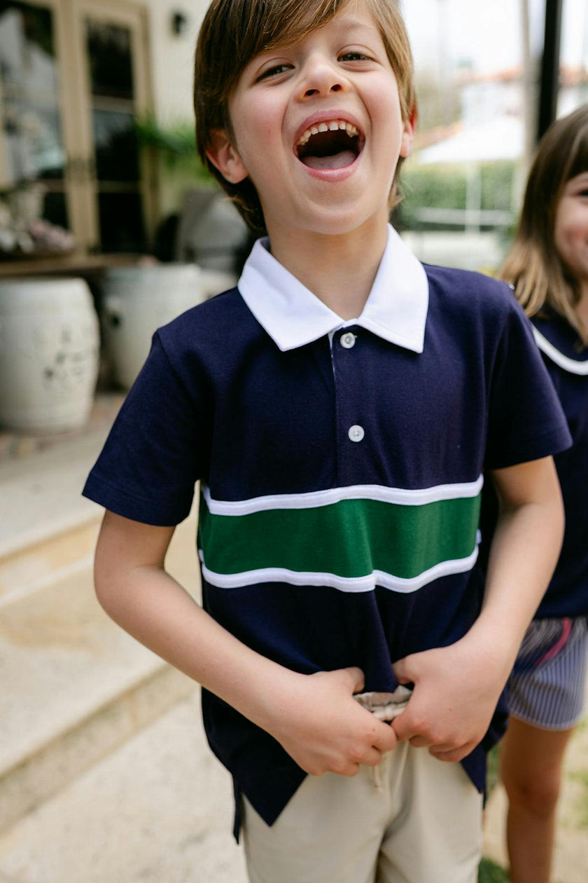 Archie Polo - Navy w/White & Green