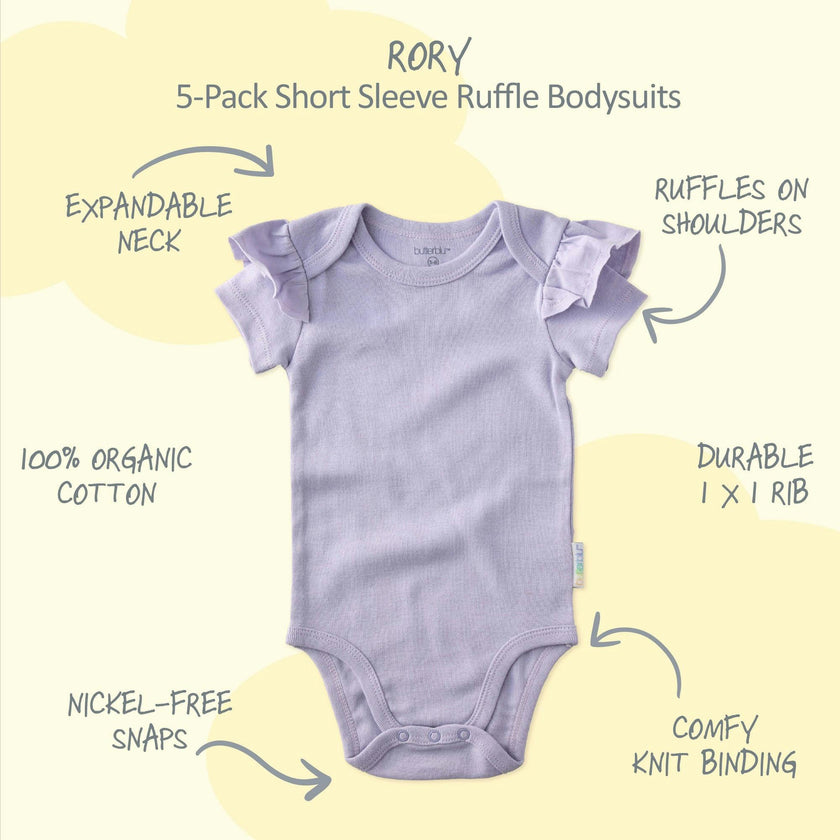 RORY 5-Pack Short Sleeve Ruffle Bodysuits