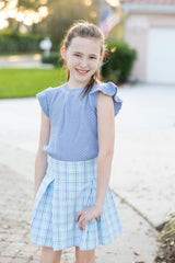 Plaid Seersucker Pleated Skirt