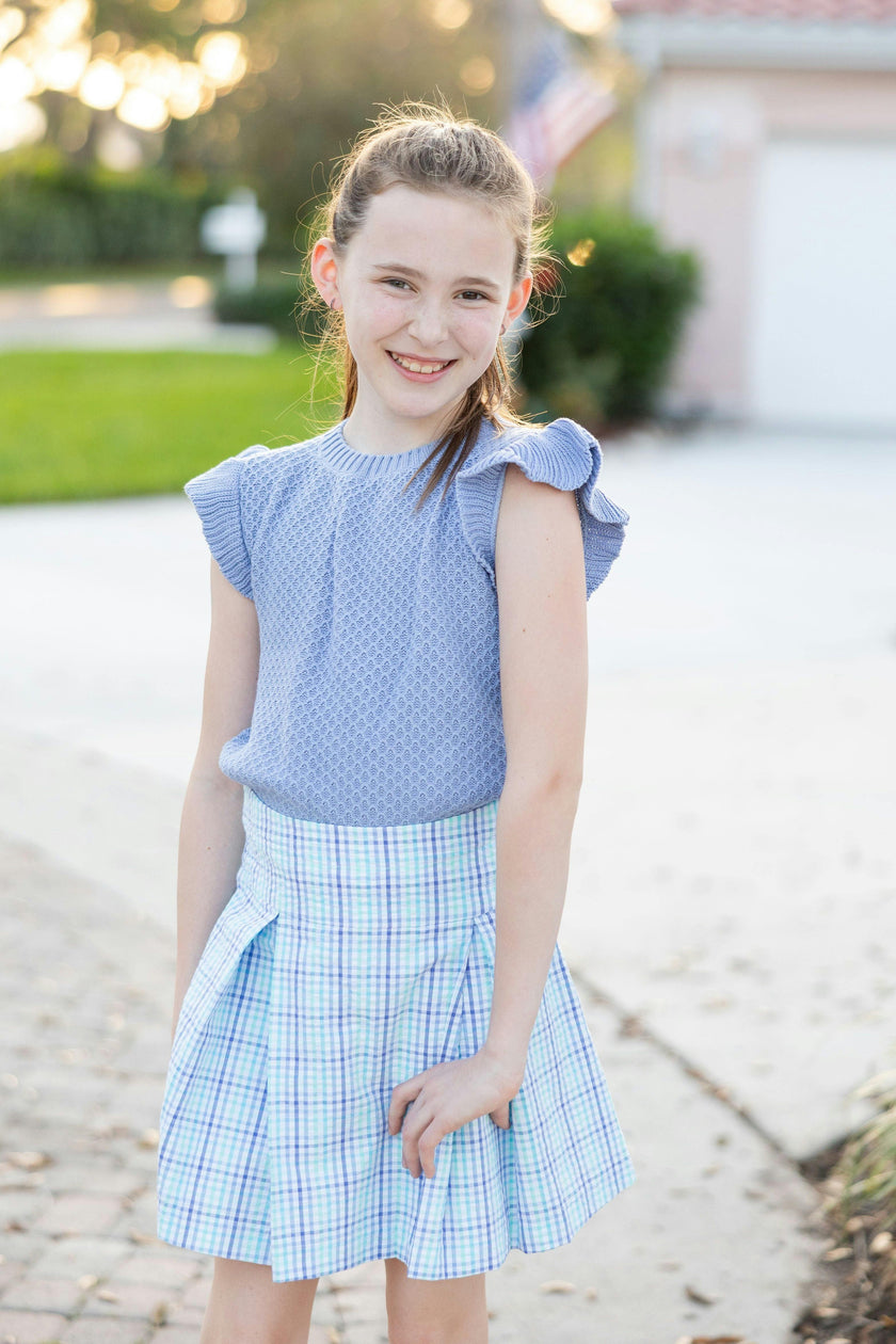 Plaid Seersucker Pleated Skirt