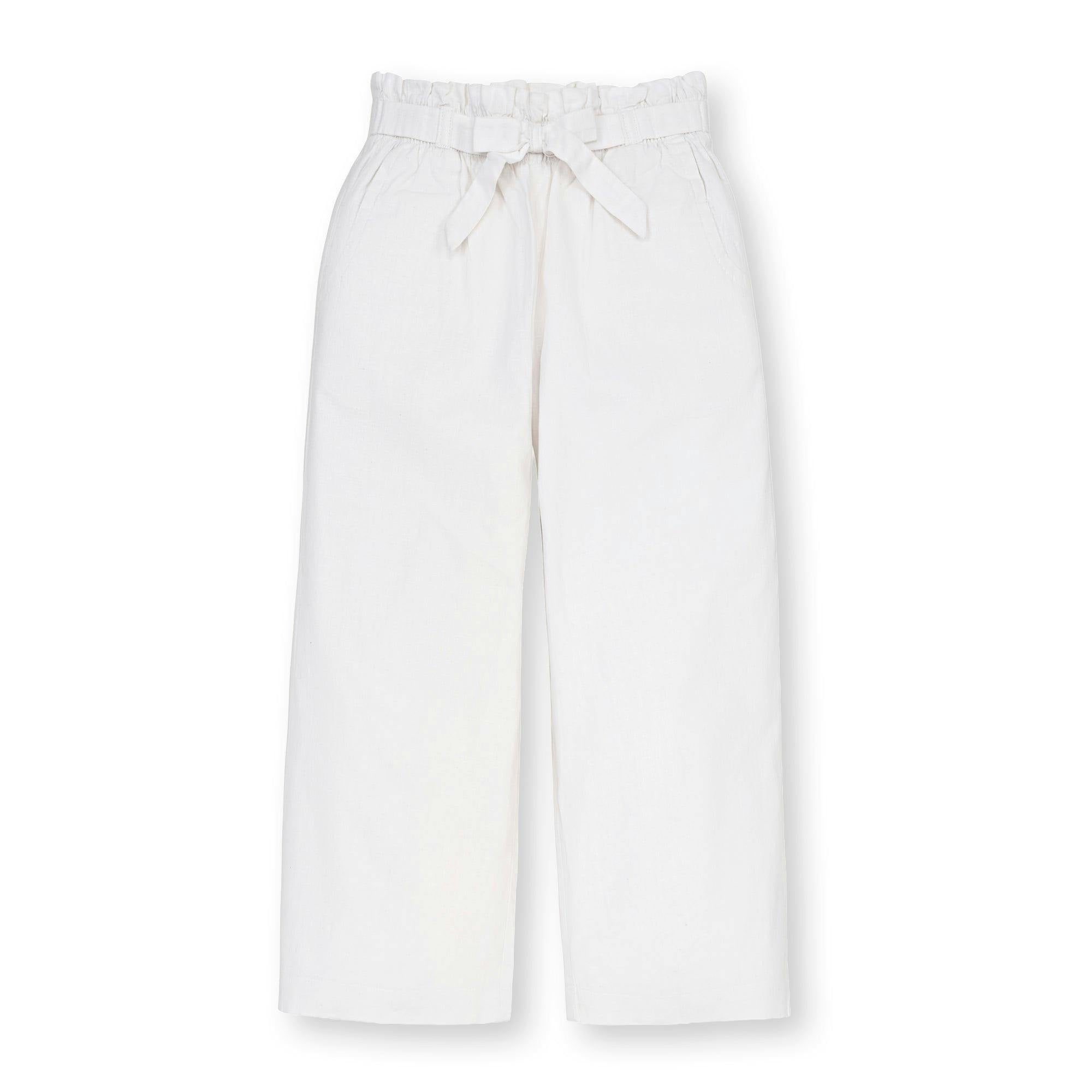 Linen Paper Bag Tie-Waist Pant