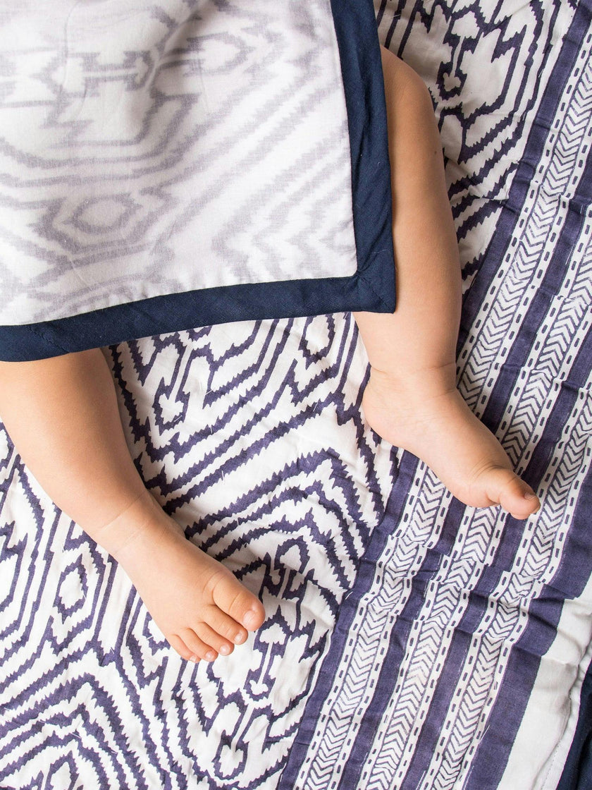 Block-Printed Cotton Crib Quilt