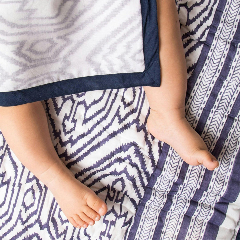 Block-Printed Cotton Crib Quilt