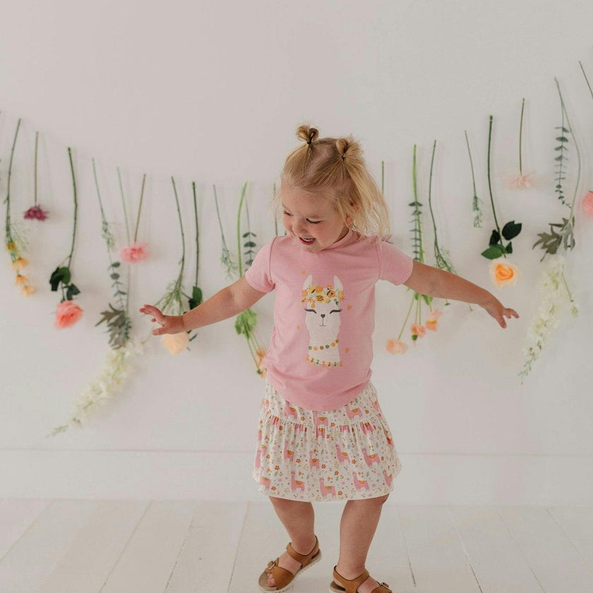 Girl's Short Sleeve Tee in Summer Blooms