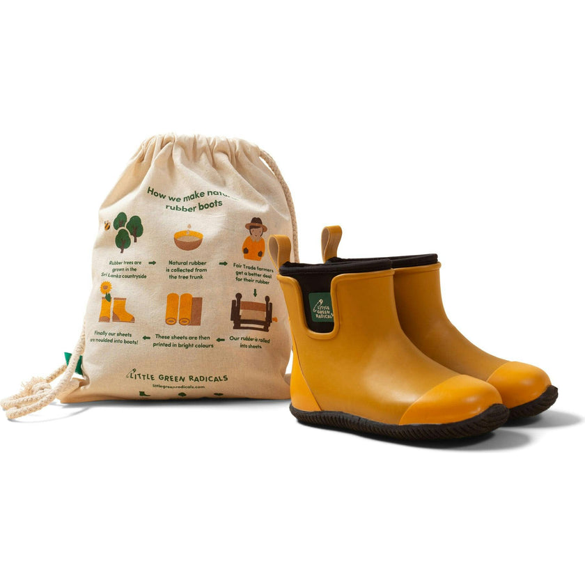 Wellington Ankle Length Round Toes Waterproof Boots, Gold