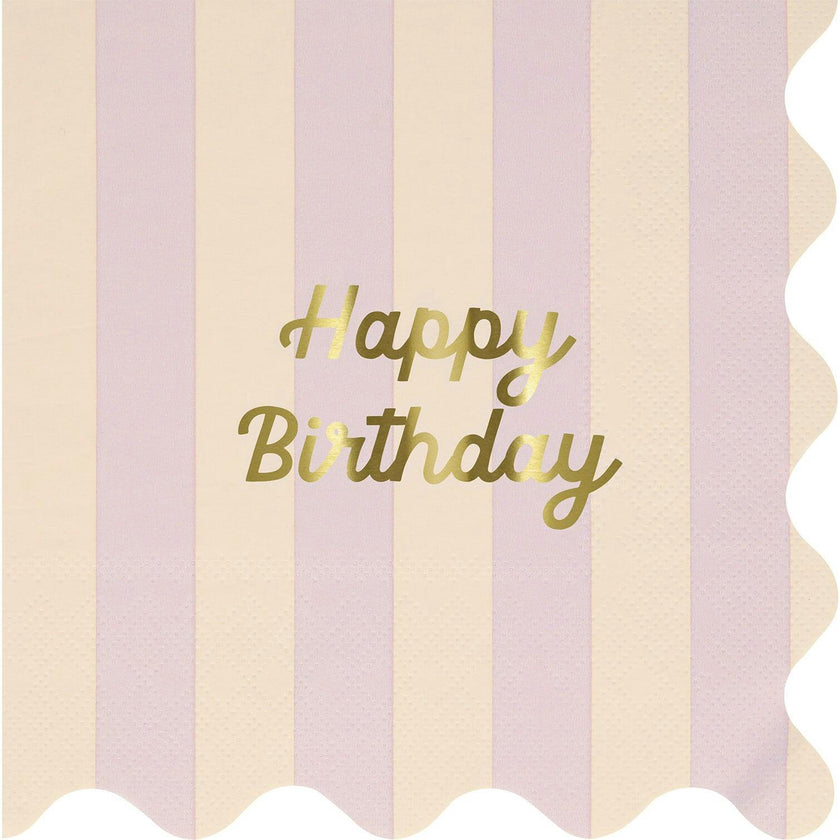 Stripe Happy Birthday Large Napkins
