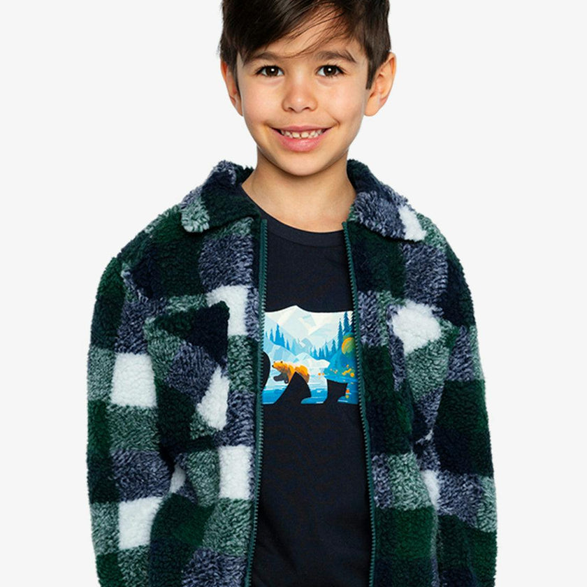 Zipped Overshirt Blue and Green Checks