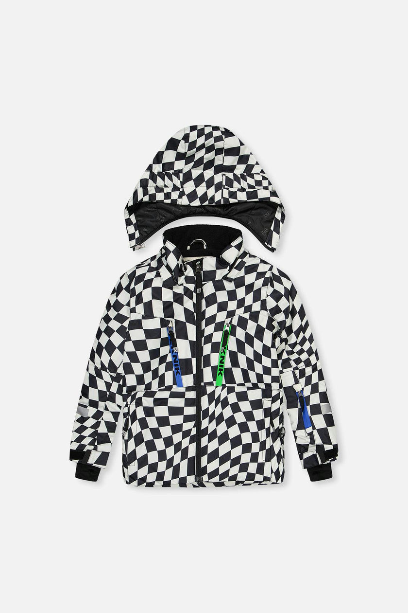Two Piece Teknik Snowsuit White Checkered Print
