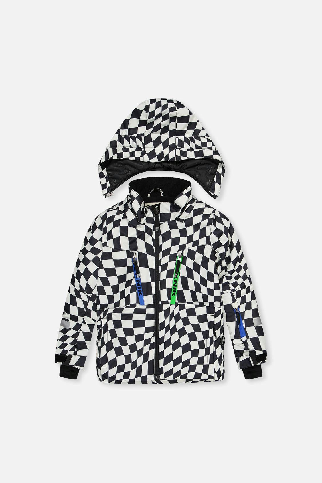 Two Piece Teknik Snowsuit White Checkered Print
