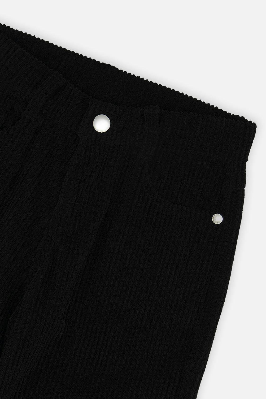 Stretch Corduroy Wide Leg Pants Black