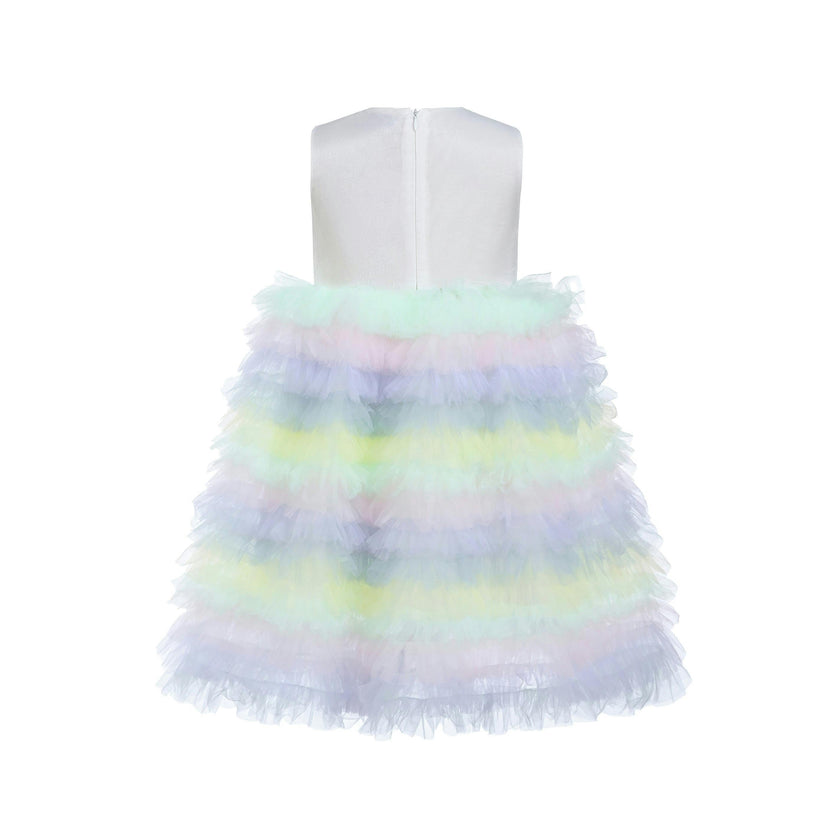 Purple Ruffle Tiered Pom Dress