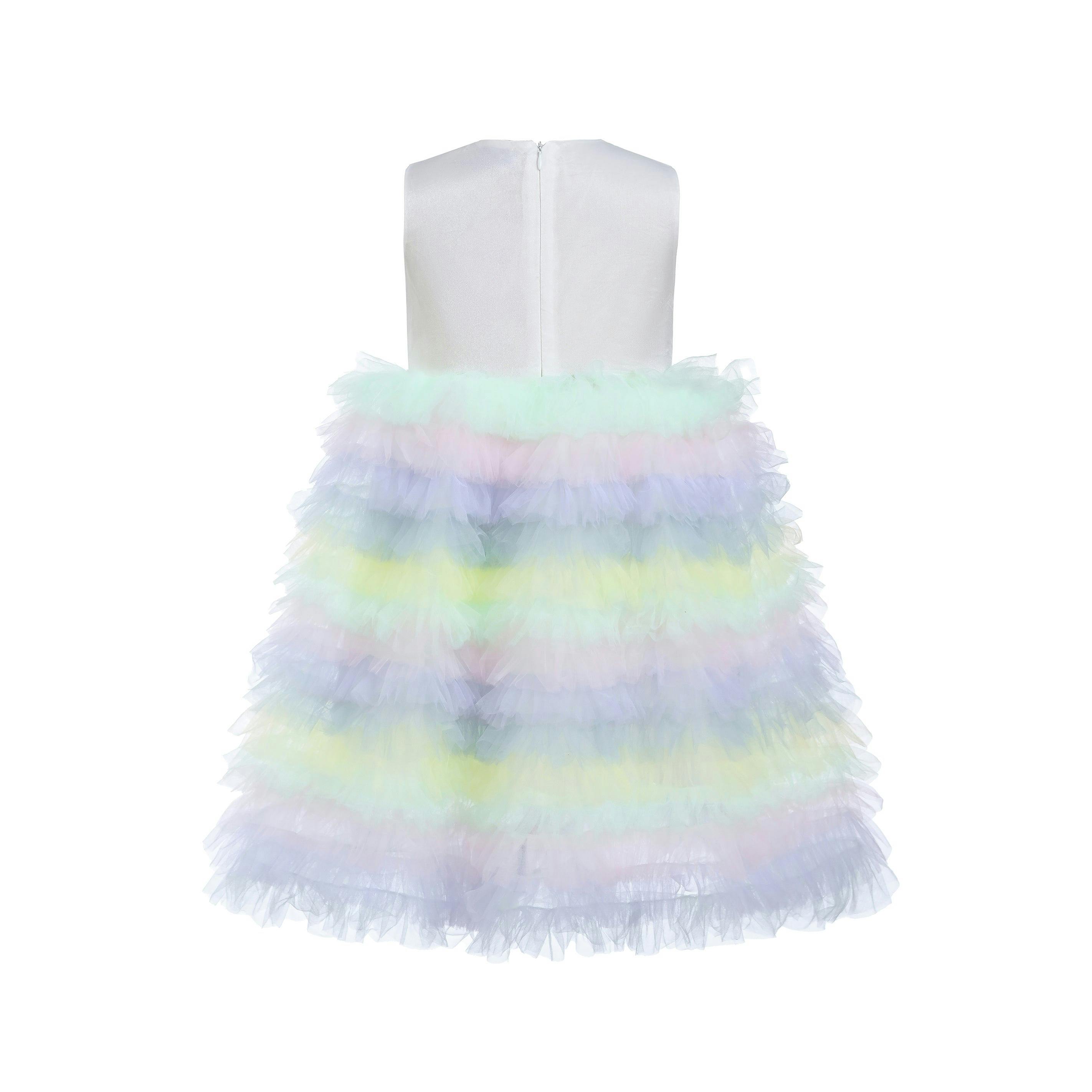 Purple Ruffle Tiered Pom Dress