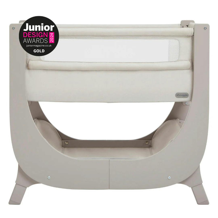 Shnuggle Air Lite Bedside Bassinet | Infant Crib | Height Adjustable Baby Bed with Mattress + 1 Waterproof + 2 White Sheets